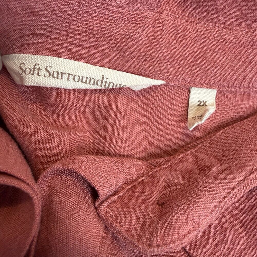 Soft Surroundings Button Up Blouse Shirt Roll Tab Sleeves Mauve Pink Women’s 2X - Picture 7 of 10